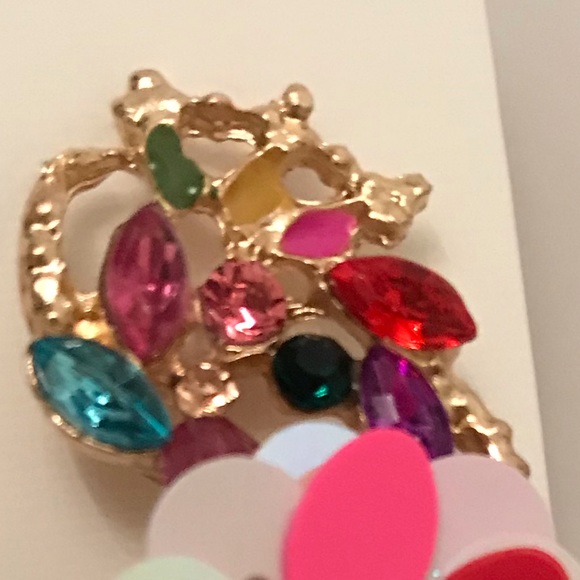 Tropical Leaf and Flower Statement Earrings - Picture 6 of 6